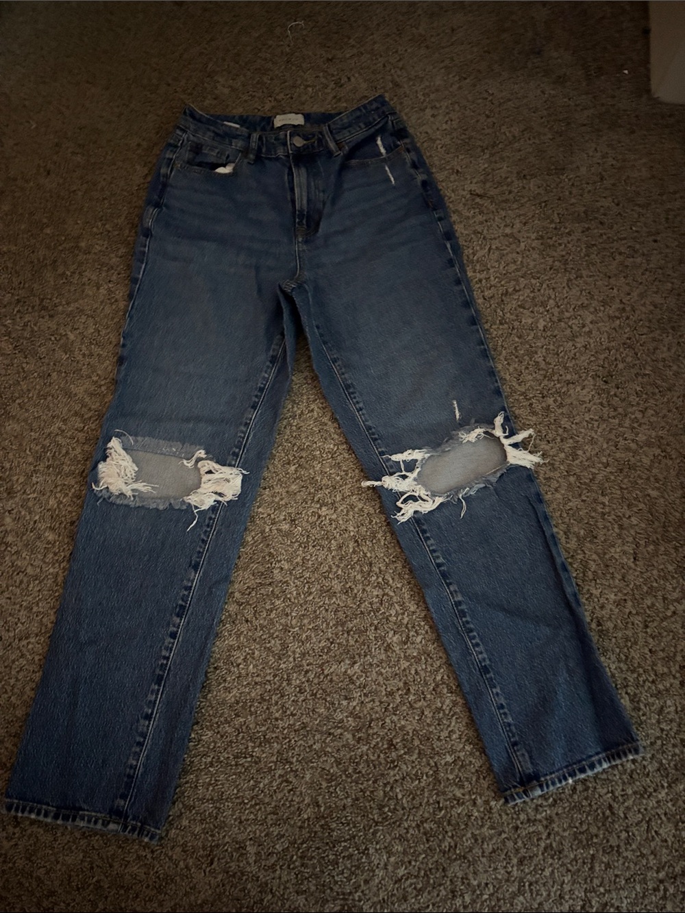 PacSun Women's Distressed Blue Curve Straight Jeans (S 25)